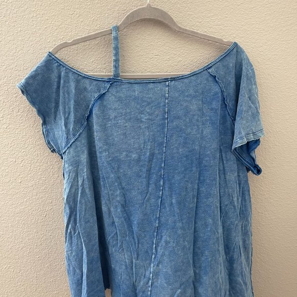 Free People - Blue Shoulder Cutout T-Shirt - Picture 2 of 3